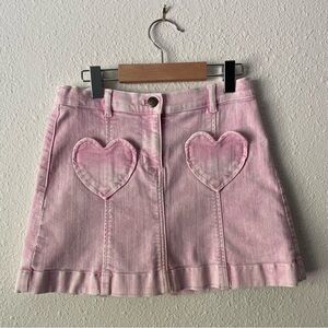 Crewcuts girl’s pink denim skirt with heart pockets, size 8